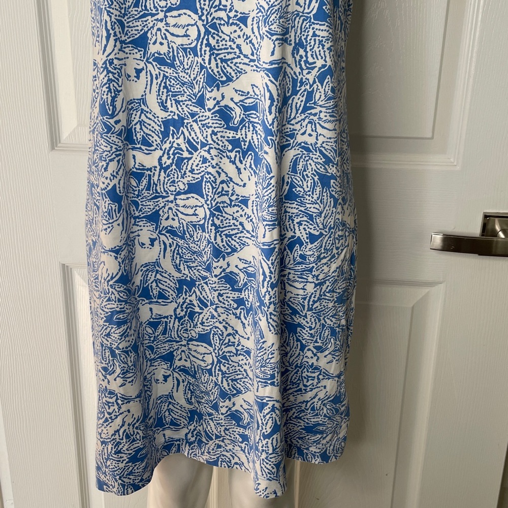 Lilly Pulitzer Lissie Short Sleeve Midi Dress Fox Print Coastal Blue Fancy Feet - Picture 3 of 6